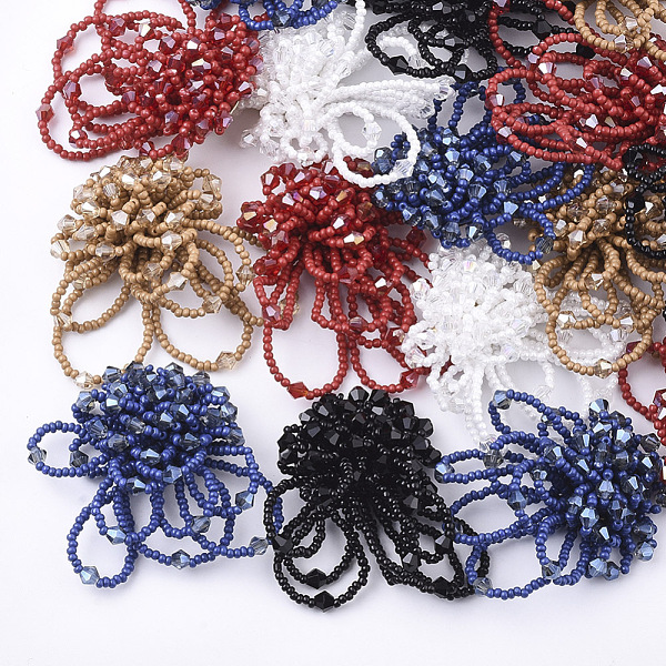 

PandaHall Glass Cabochons, Cluster Beads, with Seed Beads and Golden Plated Iron Sieve Findings, Mixed Color, 48~55mm Glass Others..., Multicolor