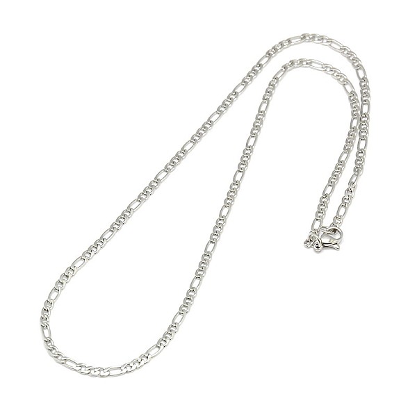 

PandaHall 304 Stainless Steel Figaro Chain Necklace Making, Stainless Steel Color, 17.91 inch(45.5cm), 3mm 304 Stainless Steel