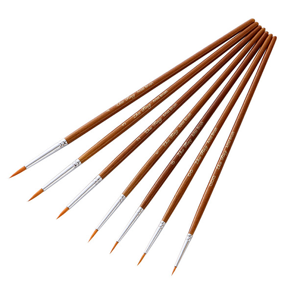 

PandaHall Line Drawing brush, Nylon Brushes with Wooden Handle, for Detail Painting, Ceramic Glazing, Saddle Brown, 19~20cm, 7pcs/set Wood