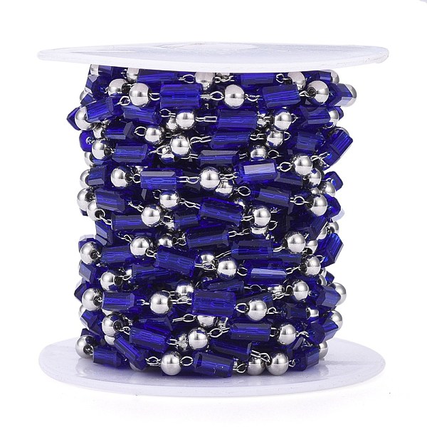 

PandaHall Handmade Glass Beaded Chains, Soldered, with Spool & 304 Stainless Steel Findings, Blue, Stainless Steel Color, Beads...