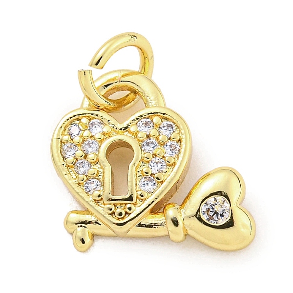 

PandaHall Rack Plating Brass Micro Pave Clear Cubic Zirconia Charms, with Jump Rings, Long-Lasting Plated, Lead Free & Cadmium Free, Heart...