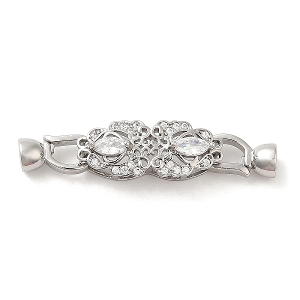 

PandaHall Rack Plating Brass Pave Clear Cubic Zirconia Fold Over Clasps, Long-Lasting Plated, Flower, Platinum, Flower: 9.5x23.5x8mm, Clasp...