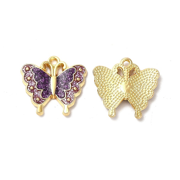

PandaHall Alloy Enamel Pendants, with Glitter Powder, Cadmium Free & Nickel Free & Lead Free, Golden, Butterfly Charm, Dark Violet...