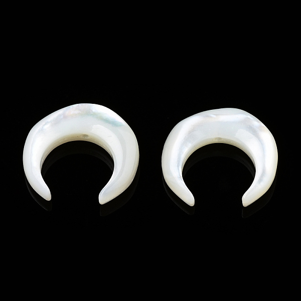 

PandaHall Natural White Shell Beads, Crescent Moon, 13x13x3mm, Hole: 0.8mm, about 6pcs/bag White Shell Moon