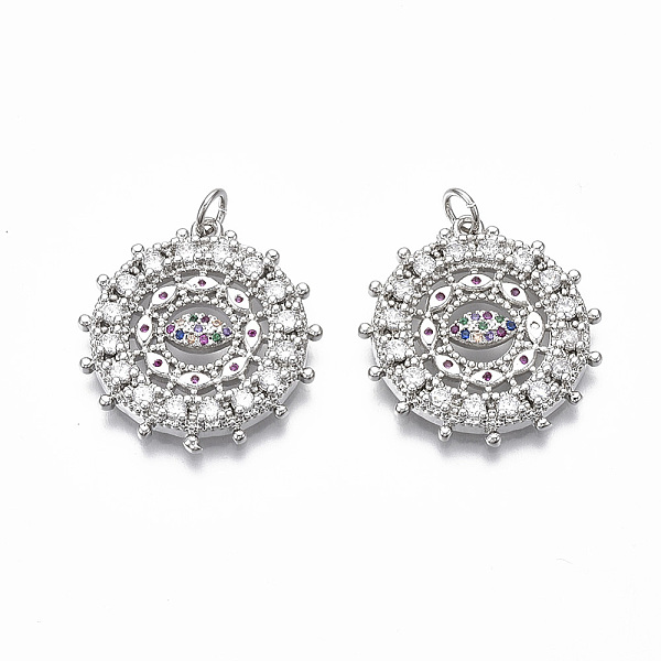 

PandaHall Brass Micro Pave Cubic Zirconia Pendants, with Jump Ring, Nickel Free, Flower, Colorful, Real Platinum Plated, 25.5x24x3mm, Hole..., Clear