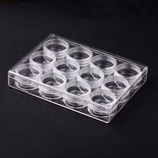 PandaHall (Defective Outer Rectangle Box), Plastic Bead Containers, with 12pcs Small Bottles, Clear, 16.2x12.2x2.6cm Plastic Rectangle Clear