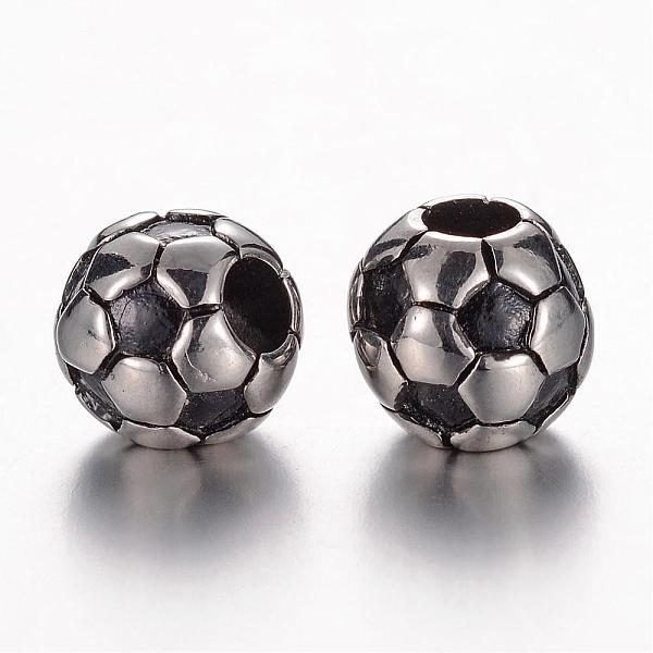 

PandaHall 304 Stainless Steel European Beads, FootBall/Soccer Ball, Stainless Steel Color, 12.5x12mm, Hole: 5mm 304 Stainless Steel Rondelle