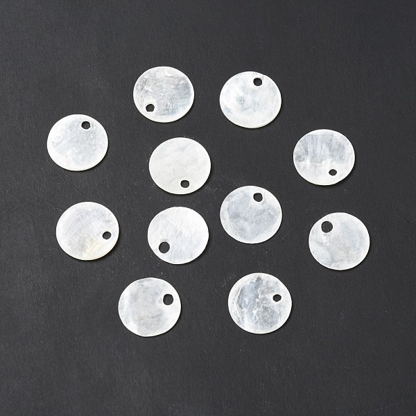 

PandaHall Natural Capiz Shell Charms, Flat Round, White, 11x0.9mm, Hole: 1.5mm Capiz Shell Flat Round White