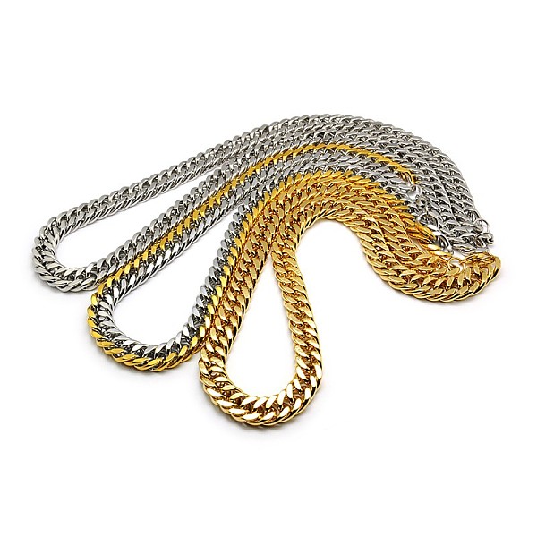 

PandaHall Fashionable 304 Stainless Steel Cuban Link Chain Necklaces, with Lobster Claw Clasps, Faceted, Mixed Color, 23 inch~25 inch...