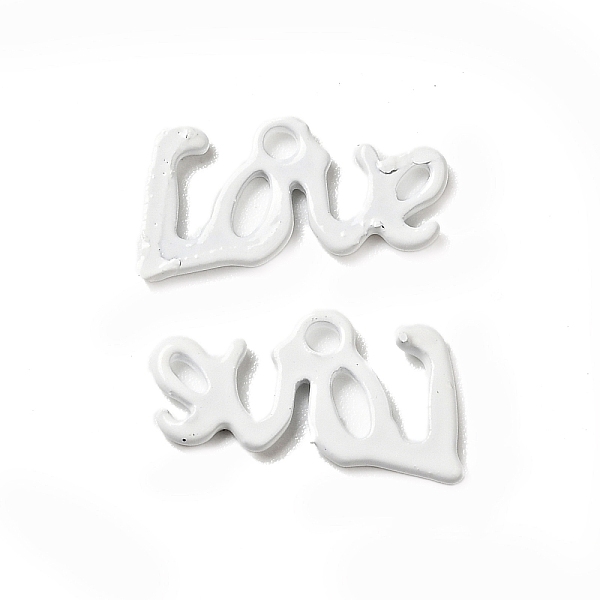 

PandaHall Spray Painted 201 Stainless Steel Charms, Word Love Charm, White, 12x6.5x1mm, Hole: 1.4mm 201 Stainless Steel Word White