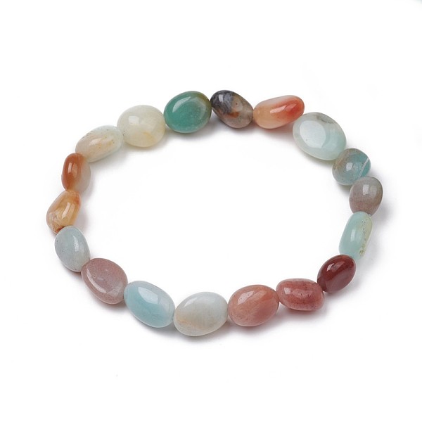 

PandaHall Natural Flower Amazonite Stretch Beaded Bracelets, Tumbled Stone, Nuggets, 1-7/8 inch~2-1/8 inch(4.8~5.5cm), Beads...