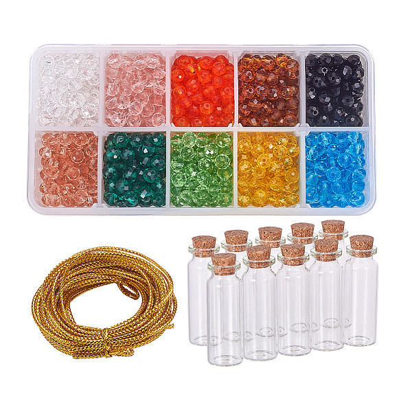 

PandaHall BENECREAT DIY Jewelry Making, Glass Beads, Glass Jar Bead Containers and Jewelry Braided Thread Metallic Cords, Mixed Color..., Multicolor