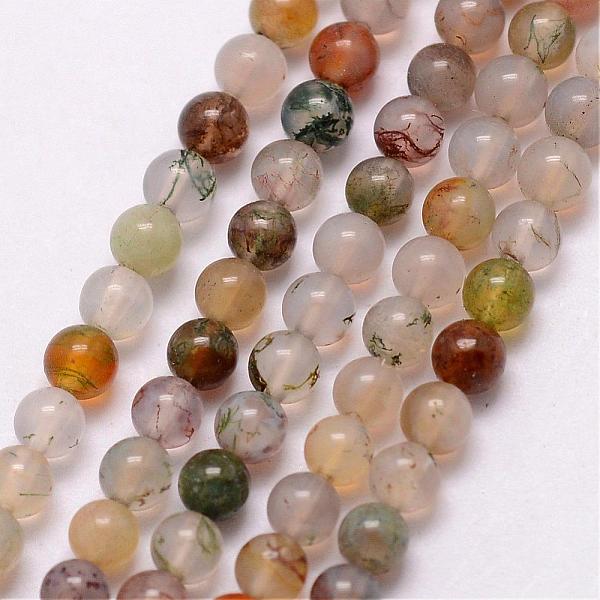 

PandaHall Natural Indian Agate Bead Strands, Round, 3~3.5mm, Hole: 0.7mm, about 115~125pcs/strand, 16 inch Indian Agate Round