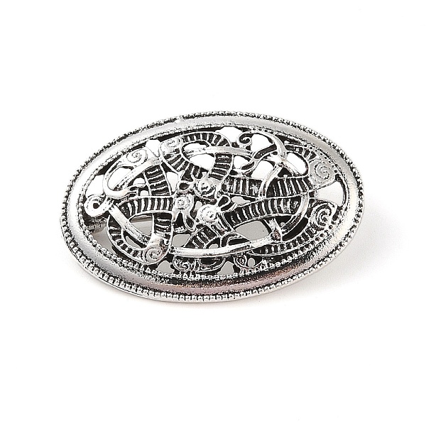 

PandaHall Tibetan Style Alloy Brooches, Flat Round with Knot, Antique Silver, 25x38x5mm Alloy