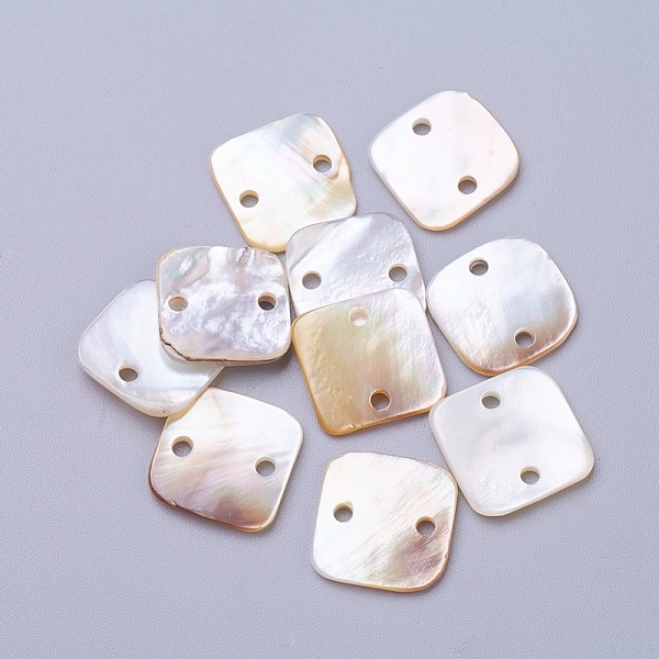 

PandaHall Black Lip Shell Links connectors, Square, 15~15.5x15~15.5x1.5~2mm, Hole: 2mm Black Lip Shell Square