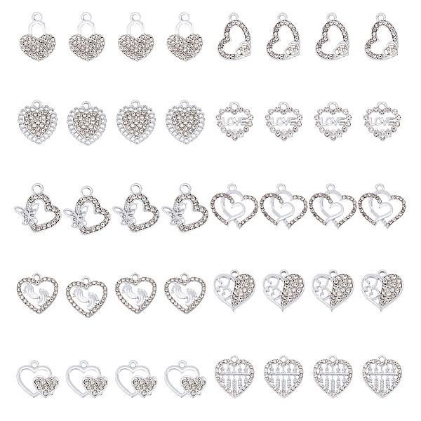 

PandaHall SUPERFINDINGS DIY Valentine's Day Jewelry Making Kits, Including 40Pcs 10 Style Alloy Crystal Rhinestone Pendants & Chandelier..., Clear