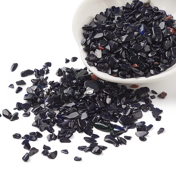 

PandaHall Synthetic Blue Goldstone Beads, No Hole, 2mm Blue Goldstone Chip