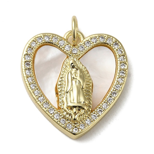 

PandaHall Brass Micro Pave Cubic Zirconia Pendants, with Shell, Heart, Real 18K Gold Plated, 19x18x3mm, Hole: 3.4mm Brass+Cubic..., Clear