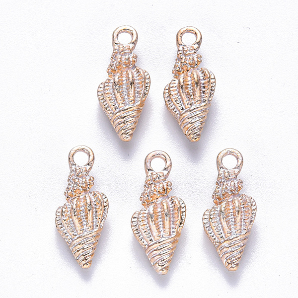 

PandaHall Alloy Enamel Pendants, Spiral Shell Shape, Light Gold, Creamy White, 19.5x7.5x6.5mm, Hole: 2.5mm Alloy+Enamel Shell Shape