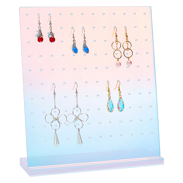 

PandaHall PH 120 Holes Earring Stud Display Pegboard, Clear Acrylic Earring Holder Stand Organizer Showcase Jewelry Rack Display for..., White