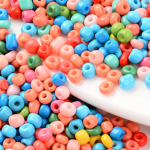 

PandaHall 6/0 Glass Seed Beads, Baking Paint, Round Hole, Round, Mixed Color, 6/0, 4~5x2.5~4.5mm, Hole: 1.2mm, about 450g/bag Glass..., Multicolor