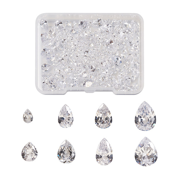 

PandaHall Yilisi 315Pcs 8 Style Teardrop-Shaped Cubic Zirconia Cabochons, Faceted & Point Back, Clear, 3~8x2~6x1.3~3mm, 315pcs//box Cubic...