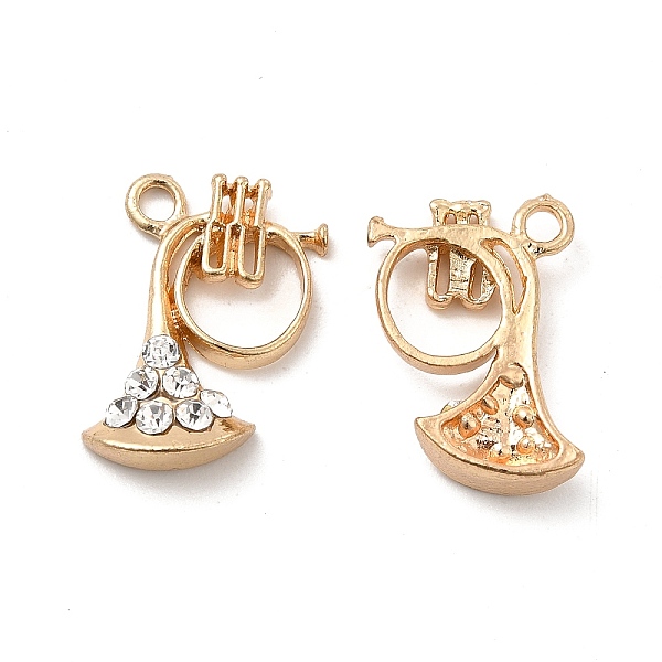 

PandaHall Rack Plating Alloy Rhinestone Pendants, Cadmium Free & Nickel Free & Lead Free, Musical Instruments Charms, Golden, 18.5x12.5x4mm..., Clear