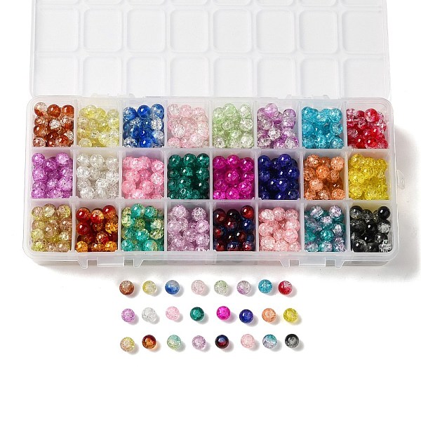 

PandaHall Spray Painted Crackle Glass Beads, Round, Mixed Color, 8mm, Hole: 1.3~1.6mm Glass Round Multicolor