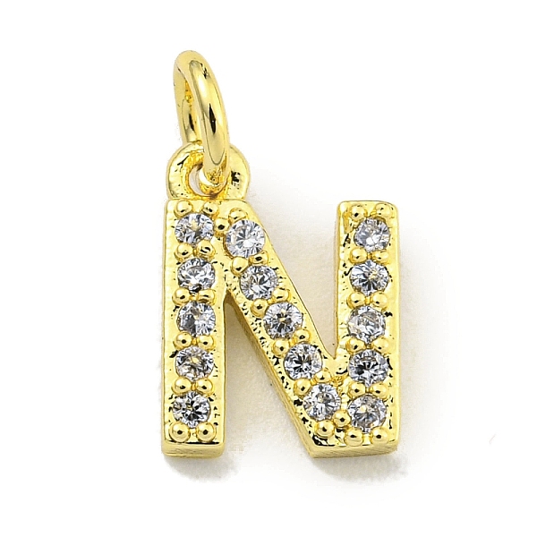 

PandaHall Letter Brass Micro Pave Clear Cubic Zirconia Pendants, Jump Ring, Real 18K Gold Plated, Letter N, 10x8.5x1.8mm, Jump Ring: 4x0.9mm...