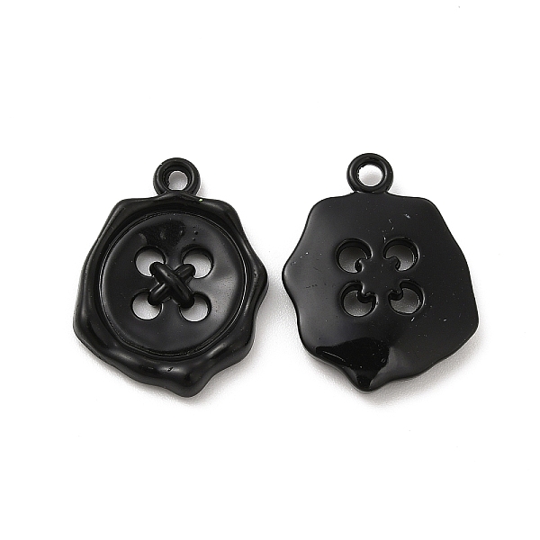 

PandaHall Spray Painted Alloy Pendants, Button Charm, Black, 21x16x3mm, Hole: 1.8mm Alloy Others Black