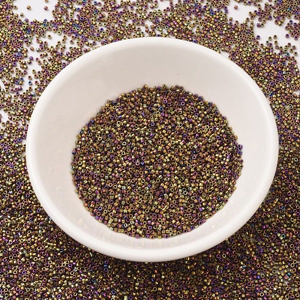 

PandaHall MIYUKI Delica Beads Small, Cylinder, Japanese Seed Beads, 15/0, (DBS0029) Metallic Golden Olive Iris, 1.1x1.3mm, Hole: 0.7mm..., Green