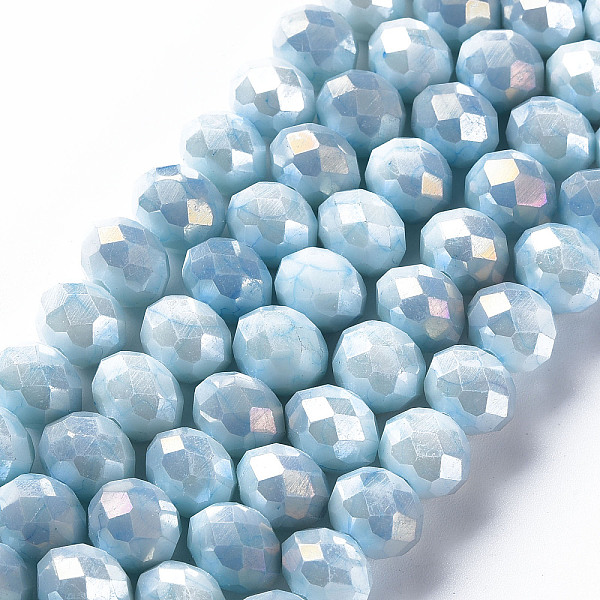 

PandaHall Opaque Baking Painted Glass Beads Strands, Faceted, Flat Round, Sky Blue, 10x8mm, Hole: 1.5mm, about 63pcs/strand, 21.06...
