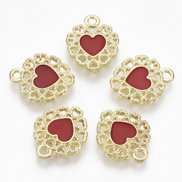 

PandaHall Golden Plated Alloy Enamel Pendants, Heart, FireBrick, 16x13x2mm, Hole: 1.6mm Alloy+Enamel Heart Red