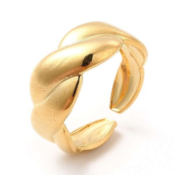 

PandaHall Ion Plating(IP) 304 Stainless Steel Twist Rope Open Cuff Ring for Women, Real 18K Gold Plated, US Size 7 1/4(17.5mm) 304 Stainless...