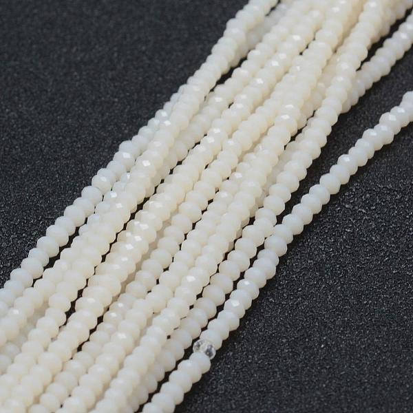 

PandaHall Opaque Glass Beads Strands, Faceted, Rondelle, White, 2.5x1.5mm, Hole: 0.5mm, about 150~155pcs/strand, 32~33cm Glass Rondelle...