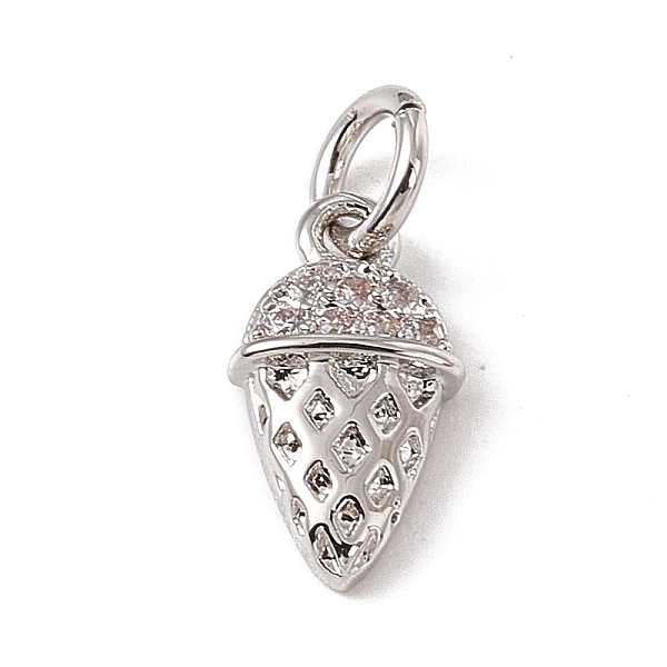 

PandaHall Brass Micro Pave Clear Cubic Zirconia Ice Cream Charms, with Open Jump Rings, Platinum, 11x6x2.5mm, Jump Ring: 4.5x0.7mm, Inner...