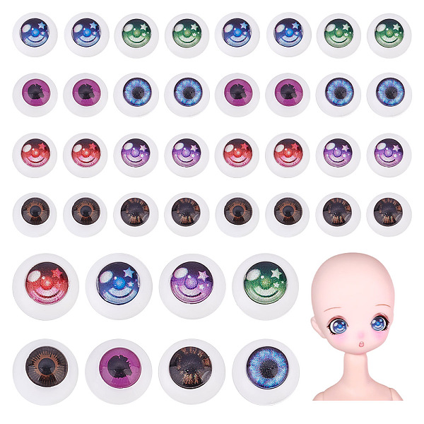 

PandaHall 80Pcs 8 Style Star Acrylic Craft Eyes, Doll Making Accessories, Half Round, Mixed Color, 10x5.5mm, Inner Diameter: 4~8mm..., Multicolor