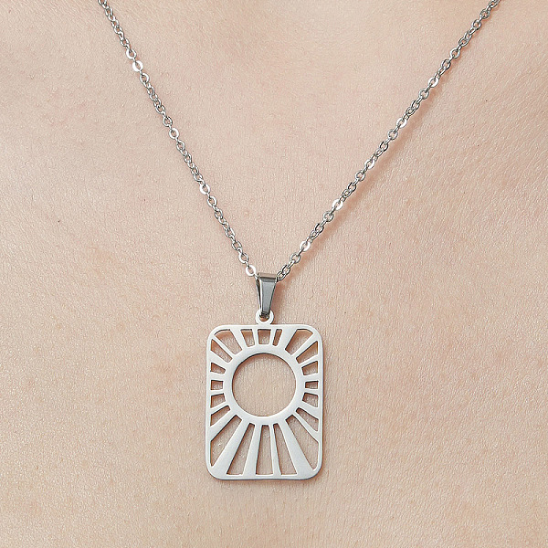 201 Collana Con Pendente A Forma Di Sole Cavo In Acciaio Inossidabile