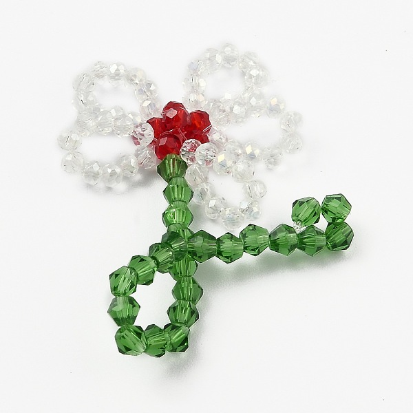 

PandaHall Handmade Glass Beaded Woven Pendants, for DIY Jewelry Making Crafts, Flower, Red, 46~53x40~41x7~8mm Glass Flower Red