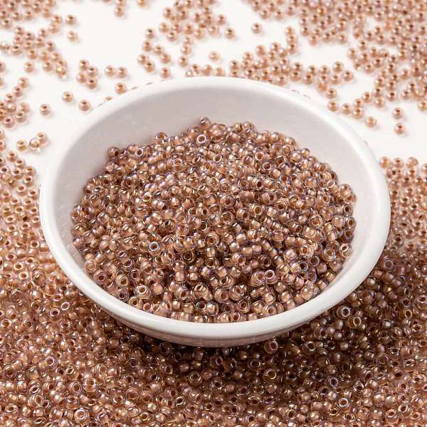 

PandaHall MIYUKI Round Rocailles Beads, Japanese Seed Beads, 8/0, (RR3734), 3mm, Hole: 1.1mm, about 19000~20500pcs/pound Glass Pink