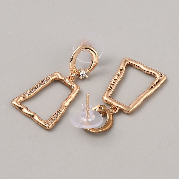 

PandaHall Brass Micro Pave Cubic Zirconia Dangle Stud Earrings, Trapezoid, Light Gold, 33x15.5mm Cubic Zirconia Trapezoid Clear