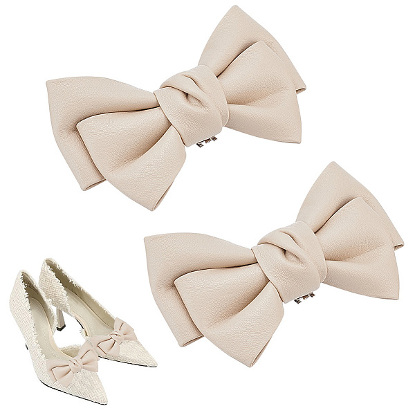 

PandaHall PH Removable Shoe Clips, 2pcs Leather Bow Shoe Clips Shoe Jewelry Clips Elegant Wedding Party Shoe Buckle Vintage Glamour Bows...