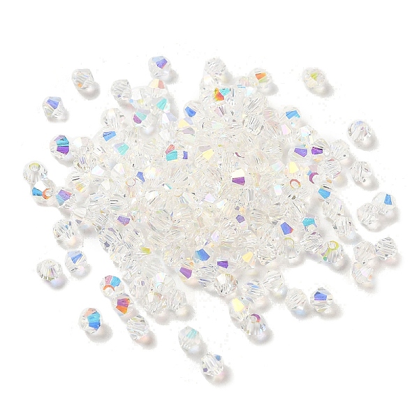 

PandaHall Transparent Glass Beads, Faceted, Bicone, Clear AB, 3.5x3.5x3mm, Hole: 0.8mm, 720pcs/bag. Glass Bicone White