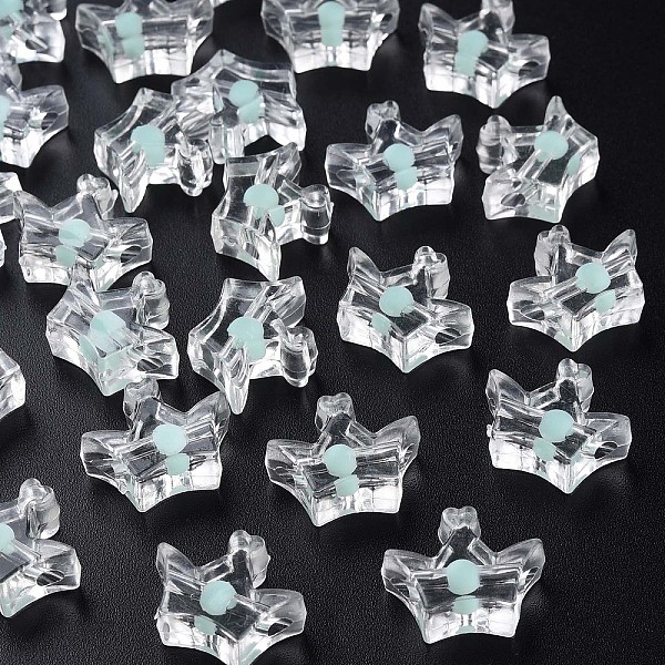 

PandaHall Transparent Acrylic Beads, Bead in Bead, Crown, Aquamarine, 14x17.5x7mm, Hole: 2mm Acrylic Crown Green