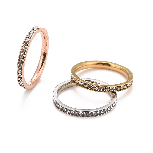 

PandaHall 304 Stainless Steel Rhinestone Rings Set, Child Finger Rings, Mixed Color, US Size 5(15.7mm), 3pcs/set 304 Stainless Steel Clear