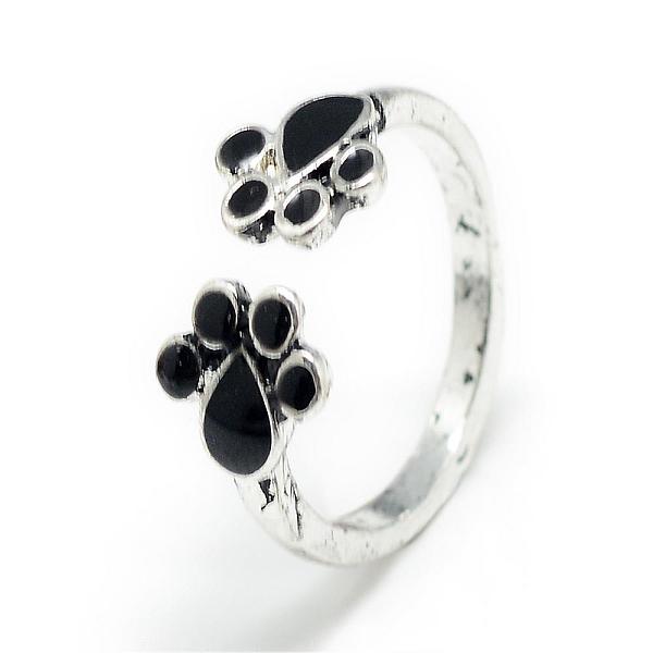 

PandaHall Enamel Adjustable Alloy Cuff Finger Rings, Dog Footprint4, Antique Silver, US Size 4 1/4(15mm) Alloy
