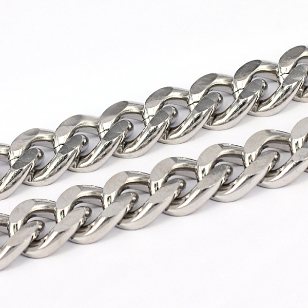 

PandaHall 201 Stainless Steel Cuban Link Chains, Chunky Curb Chains, Unwelded, Faceted, Stainless Steel Color, 4mm, Link: 18x15x4mm 201...
