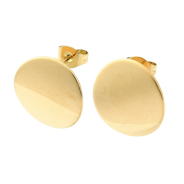 

PandaHall Ion Plating(IP) 201 Stainless Steel Stud Earrings, with 304 Stainless Steel Pins, Plain Flat Round, Real 18K Gold Plated, 15mm 201...