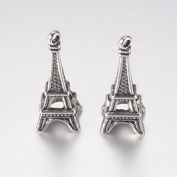 

PandaHall Alloy Pendant, Eiffel Tower, Antique Silver, 26x13x13mm, Hole: 1mm Alloy Building