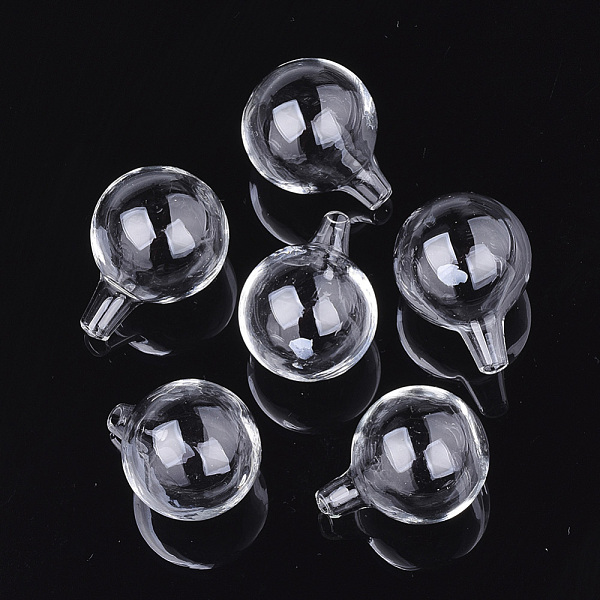 

PandaHall Handmade One Hole Blown Glass Globe Bottles, for Glass Vial Pendants Making, Clear, 38~39x30mm, Hole: 4~5mm Glass Others Clear